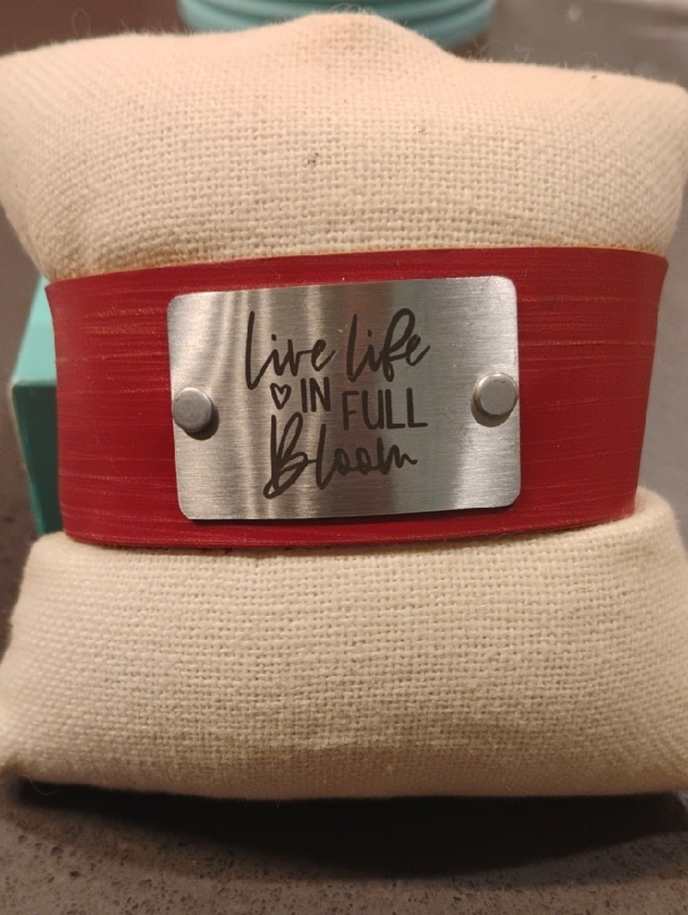 Live Life In Full Bloom Red Leather Bracelet